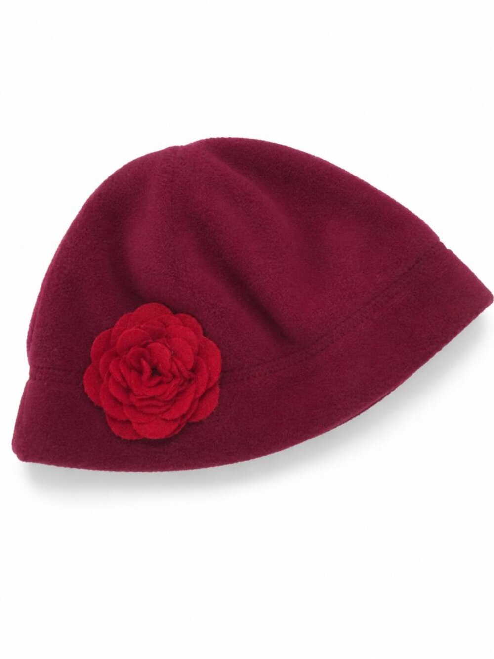 Old Navy Girls Hat Size 12-24 Mo S Red Plum Fleece Flower Beanie NEW